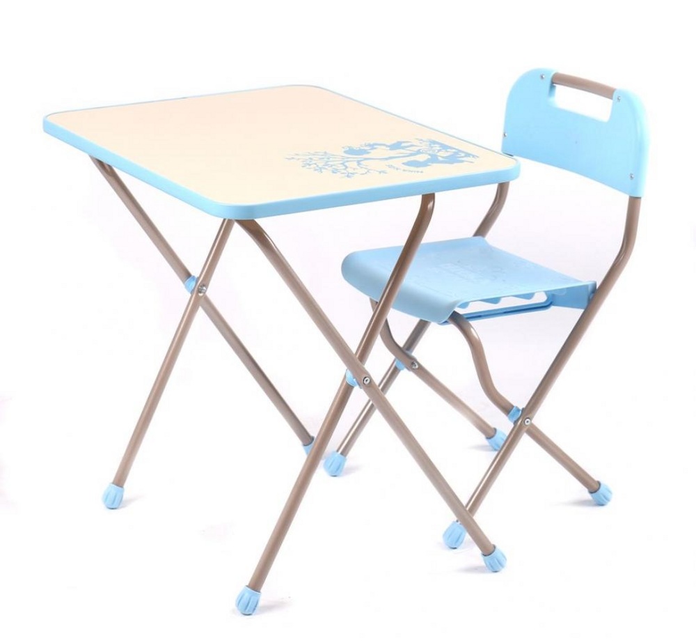 Комплект детской мебели складной НИКА КПР/1 Ретро голубой с бежевым (стол+стул)