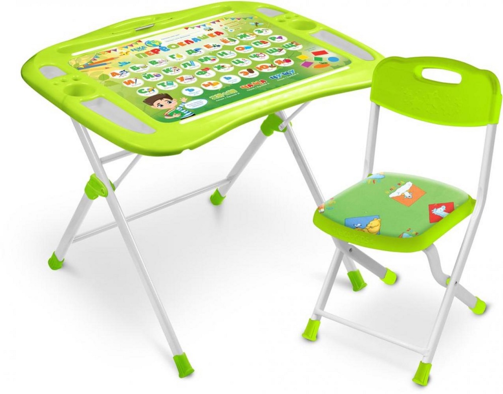 Комплект детской мебели складной НИКА NKP1/2 Первоклашка (пенал, стол с регулируемым наклоном и подножкой + мягкий стул с подножкой)