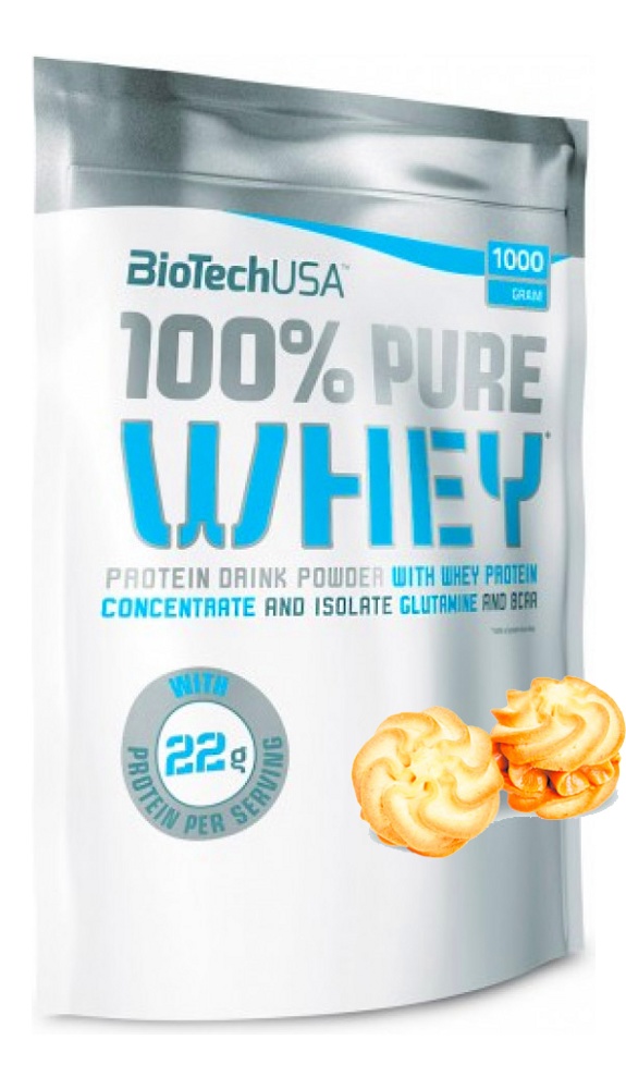 Протеин сывороточный (концентрат+изолят) 100% Pure Whey Biotech USA 1000г (печенье-крем)