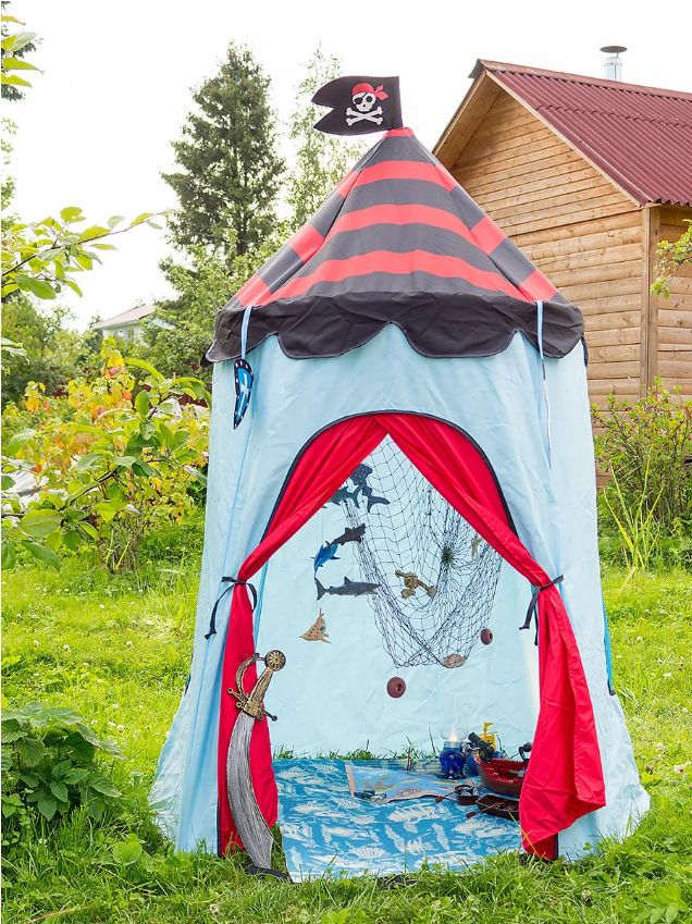 Детская игровая палатка Замок Корсара ФЕЯ ПОРЯДКА CT-070 голубой/черный 110х160см