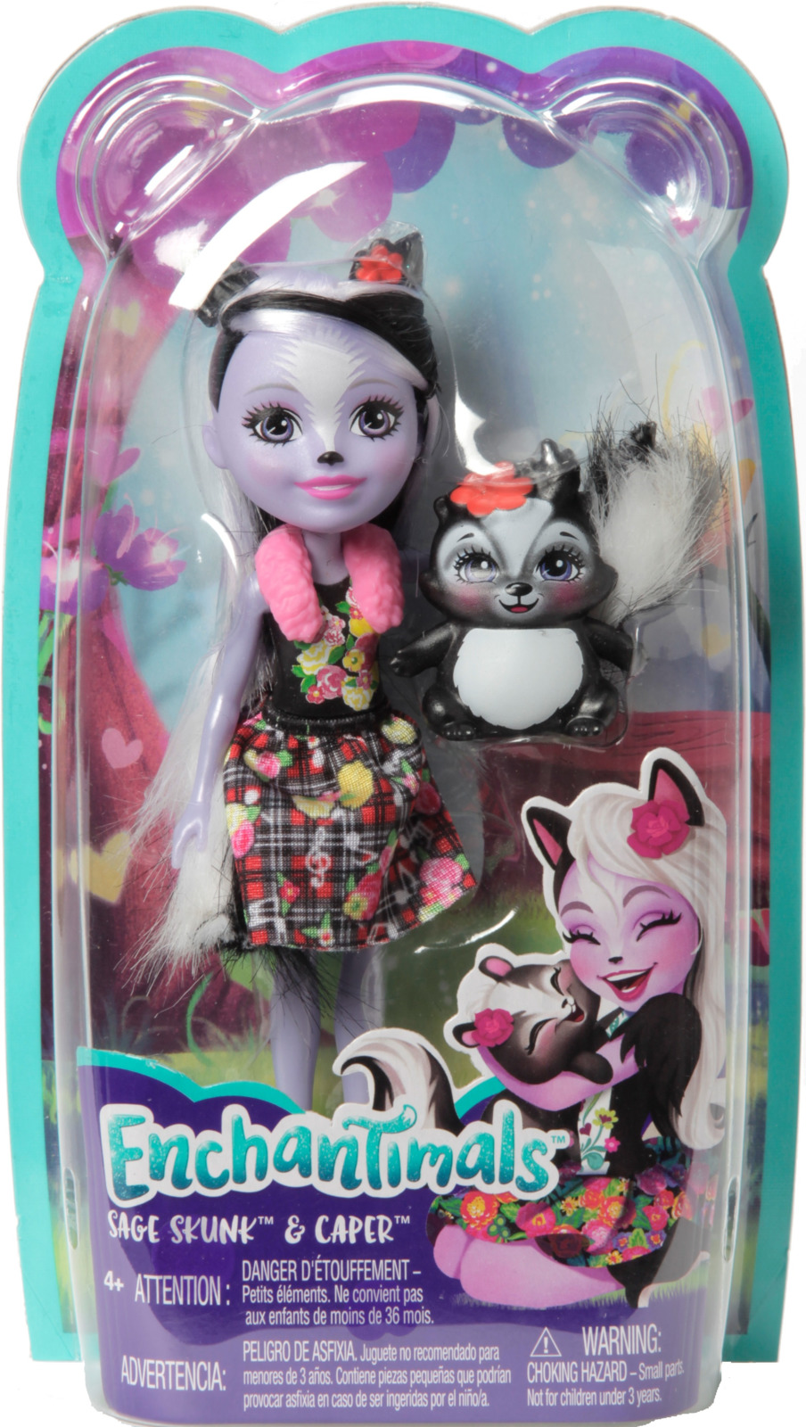 Кукла Скунси Седж с питомцем скунсом Кейпер 15см Enchantimals Mattel FXM72