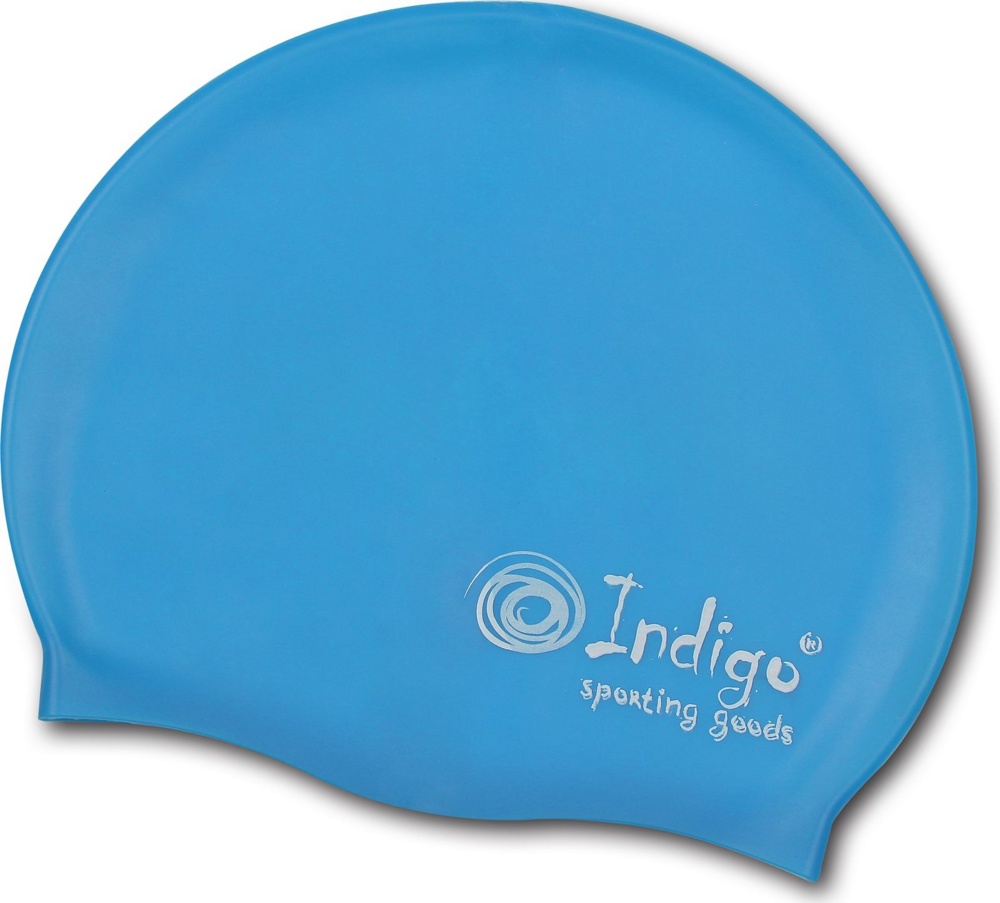Шапочка для плавания INDIGO 108SC голубая силикон - фото