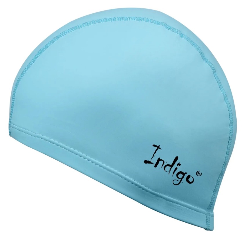 Шапочка для плавания Indigo IN048-LBL Blue комби с ПУ голубой