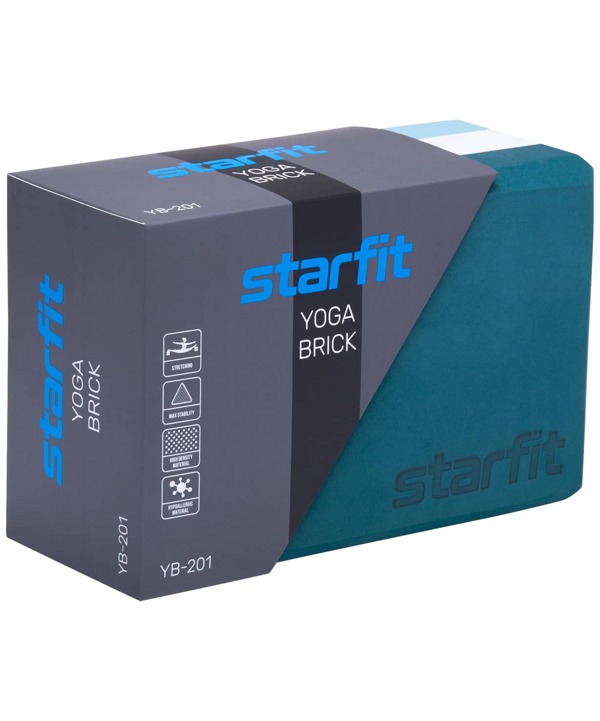 Блок для йоги STARFIT Core YB-201 (22,8х15,2х10, изумрудная радуга)