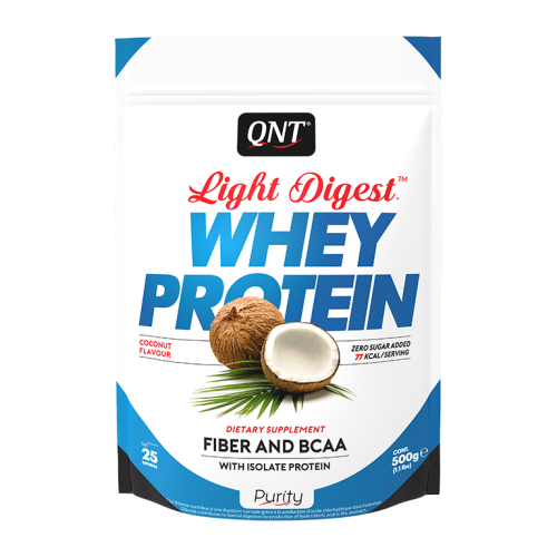 Протеин сывороточный (концентрат+изолят) Whey Light Digest QNT 500г (кокос) - фото