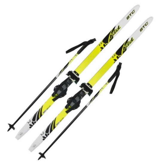 Лыжи STC детские с комбинированным креплением и палками (110 см) - фото