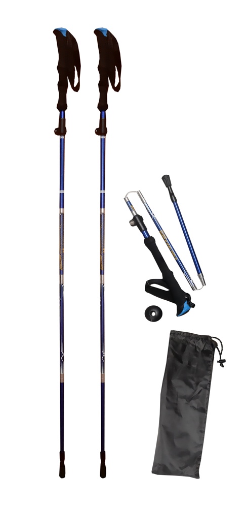 Палки телескопические для скандинавской ходьбы Fora XG-03 Trekking Compact в чехле, 65-135 см синий