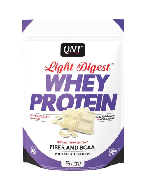 Протеин сывороточный (концентрат+изолят) Whey Light Digest QNT 500г (белый шоколад) - фото