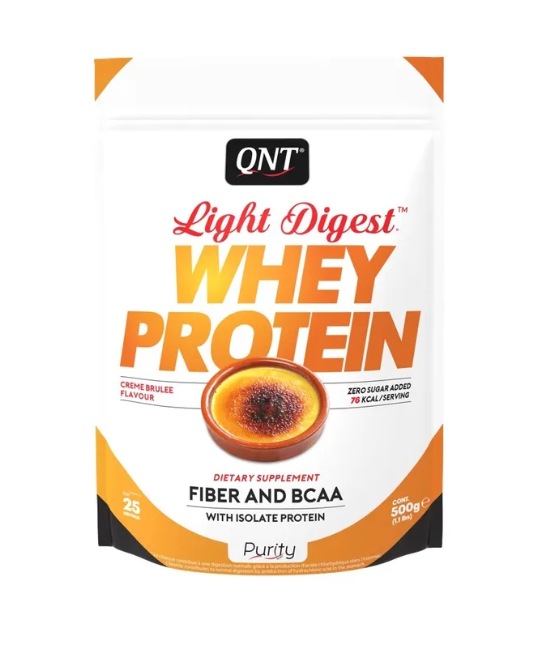 Протеин сывороточный (концентрат+изолят) Whey Light Digest QNT 500г (крем-брюле) - фото