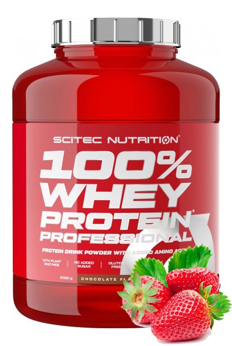 Протеин сывороточный (концентрат+изолят) Whey Protein Professional Scitec Nutrition 2350г (клубника) - фото