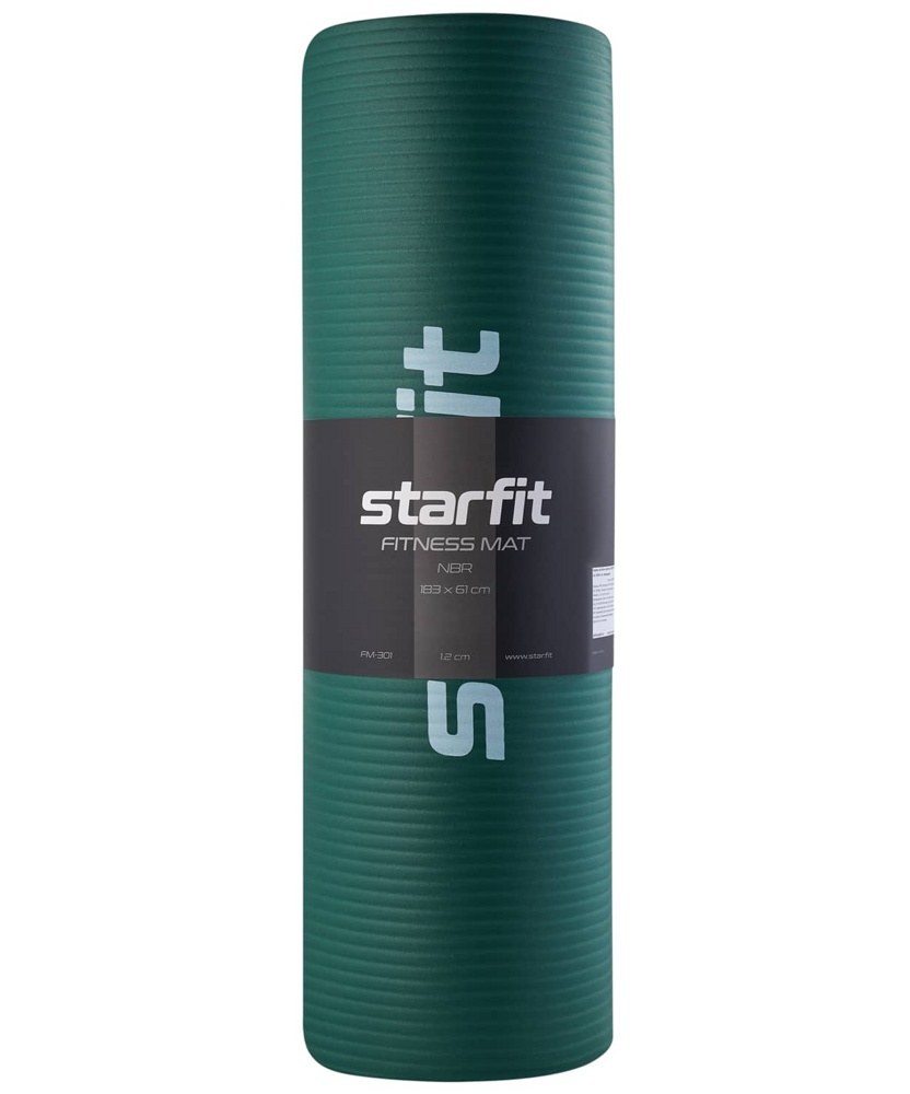 Коврик для фитнеса гимнастический Starfit FM-301 NBR 12мм (изумрудный)