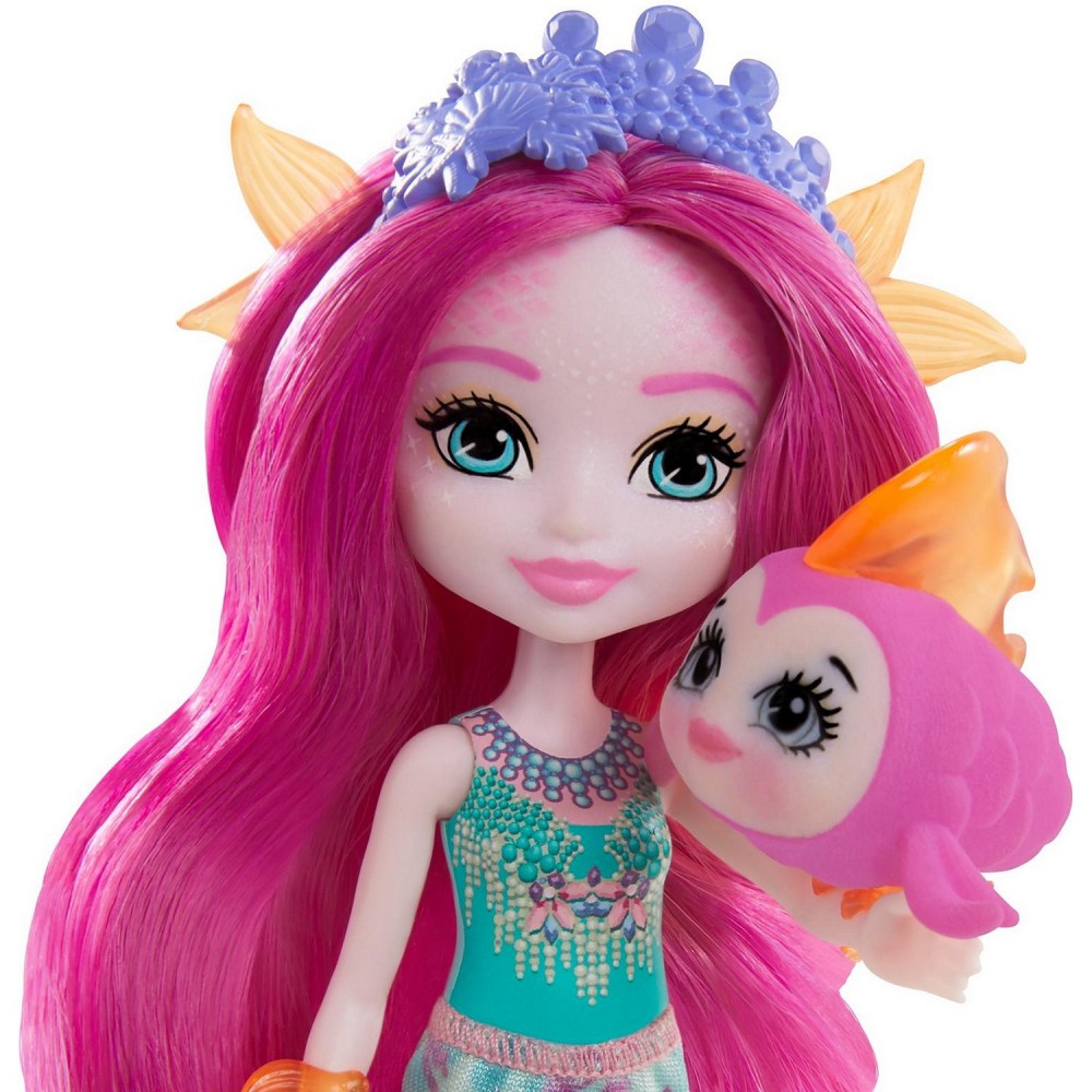 Кукла Маура Русалка с питомцем рыбкой Глайд 15см Enchantimals Mattel GYJ02