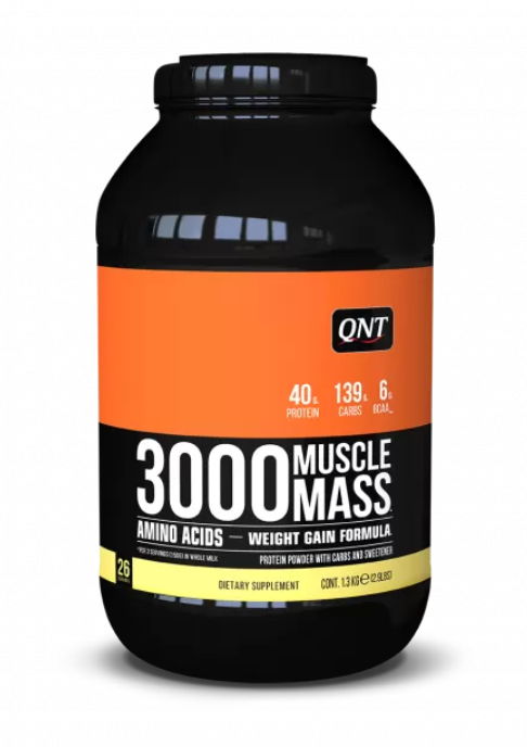Гейнер высокоуглеводный 3000 MuscleMass QNT 1,3кг (ваниль)