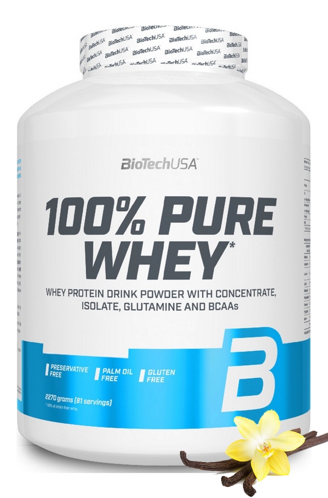 Протеин сывороточный (концентрат+изолят) 100% Pure Whey Biotech USA 2270г (ваниль)