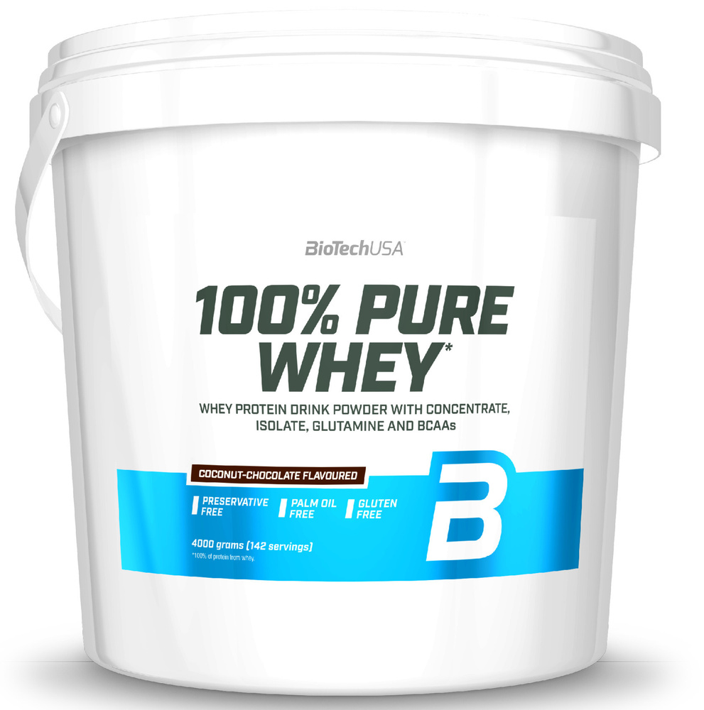 Протеин сывороточный (концентрат+изолят) 100% Pure Whey Biotech USA 4000г (кокос-шоколад)