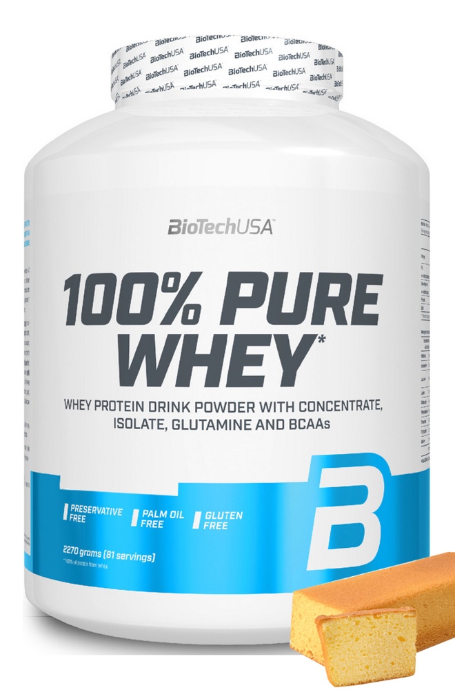 Протеин сывороточный (концентрат+изолят) 100% Pure Whey Biotech USA 2270г (бисквит) - фото