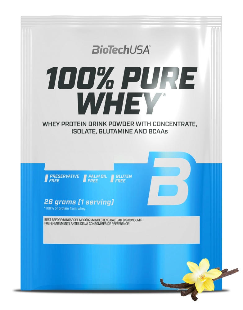 Протеин сывороточный (концентрат+изолят) 100% Pure Whey Biotech USA 28г (ваниль)