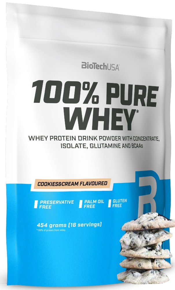 Протеин сывороточный (концентрат+изолят) 100% Pure Whey Biotech USA 454г (печенье-крем)