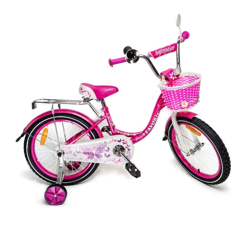 Детский велосипед Favorit Butterfly 18 (розовый/белый, 2020) BUT-18PN - фото