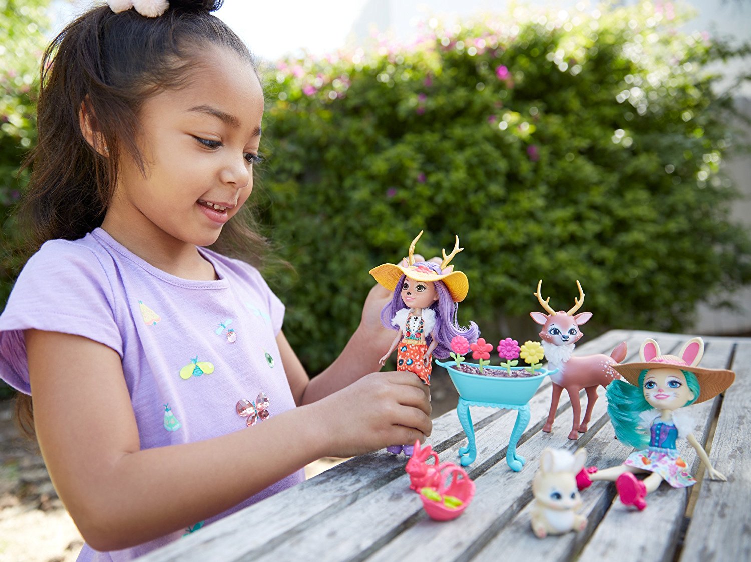 Куклы Флаффи и Данесса Garden Magic с питомцами зайчик и олененок 15см Enchantimals Mattel FDG01