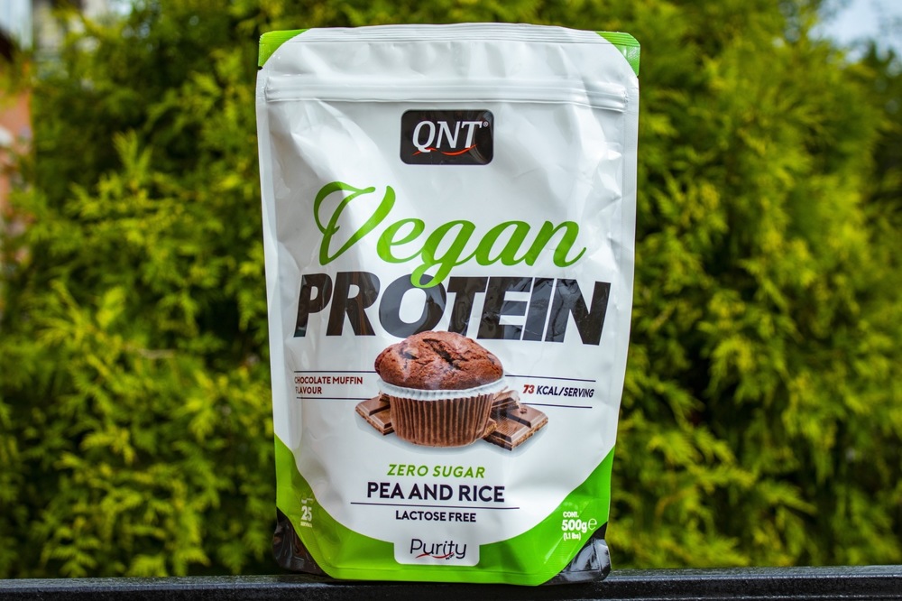 Протеин вегетарианский (рисовый+гороховый) Vegan QNT 500г (шоколадный маффин)