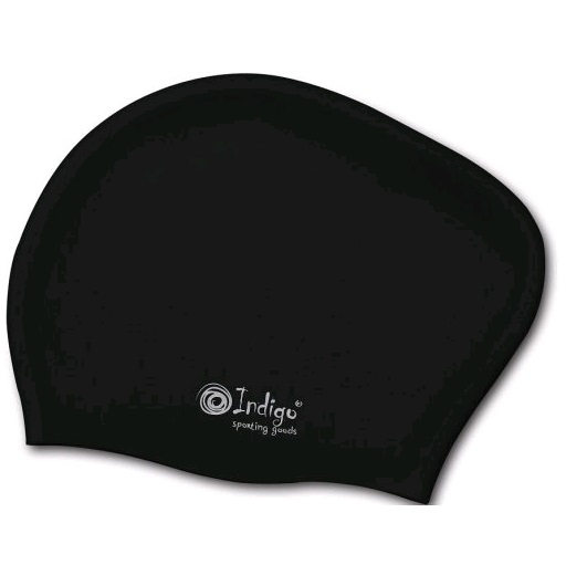 Шапочка для плавания INDIGO 802SC-BK для длинных волос, черный силикон