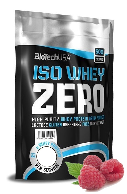 Протеин сывороточный (изолят) Iso Whey Zero Biotech USA 500г (малина) - фото