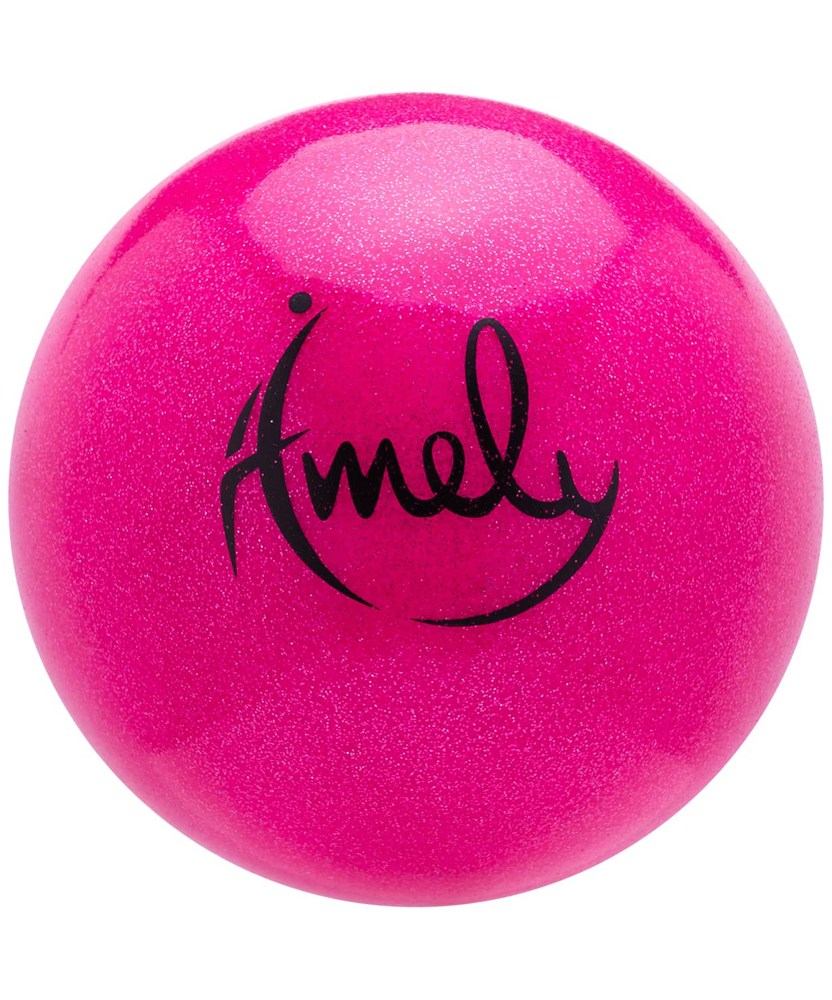 Мяч для художественной гимнастики Amely AGB-303 (15см, 280 гр) розовый с блестками - фото