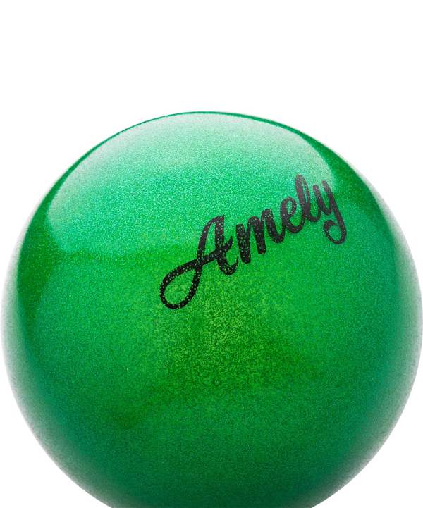 Мяч для художественной гимнастики Amely AGB-103 (19см, 400гр), зеленый с блестками
