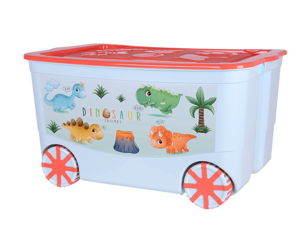Ящик для хранения 80л KidsBox на колесах Эльфпласт 449 Динозаврики