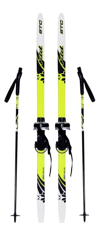 Лыжи STC детские с комбинированным креплением и палками (120 см)