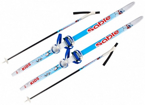 Лыжи STC детские с комбинированным креплением и палками (110 см)