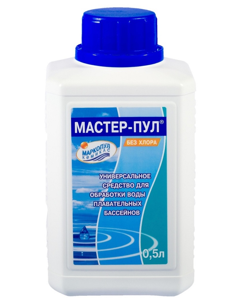 Универсальное бесхлорное жидкое средство 3в1 для комплексной очистки воды МАСТЕР ПУЛ Маркопул Кемиклс 0,5л - фото