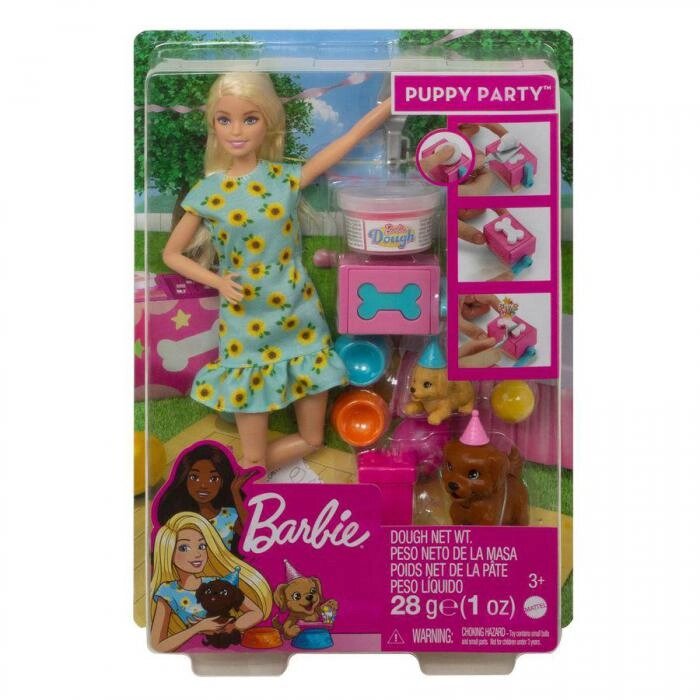 Игровой набор Кукла Барби Вечеринка с питомцами GXV75