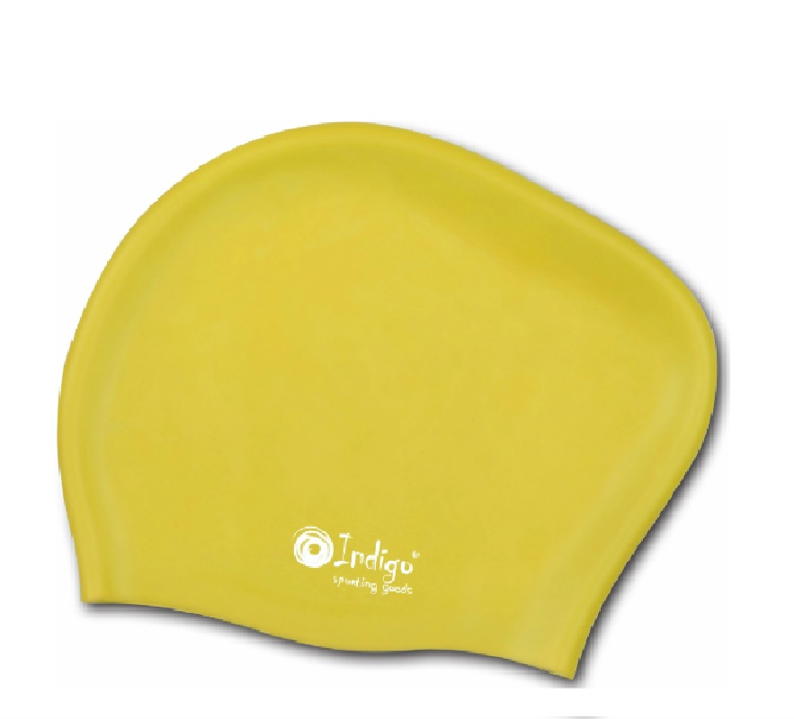 Шапочка для плавания INDIGO 806SC-Y для длинных волос, желтый силикон