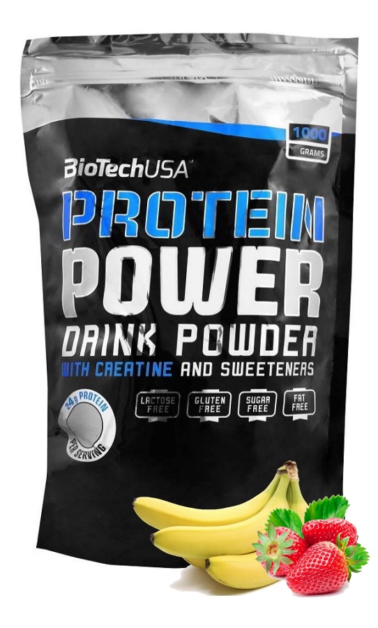 Протеин комплексный (соевый, казеин, сывороточный концентрат) Protein Power Biotech USA 1000г (клубника-банан)