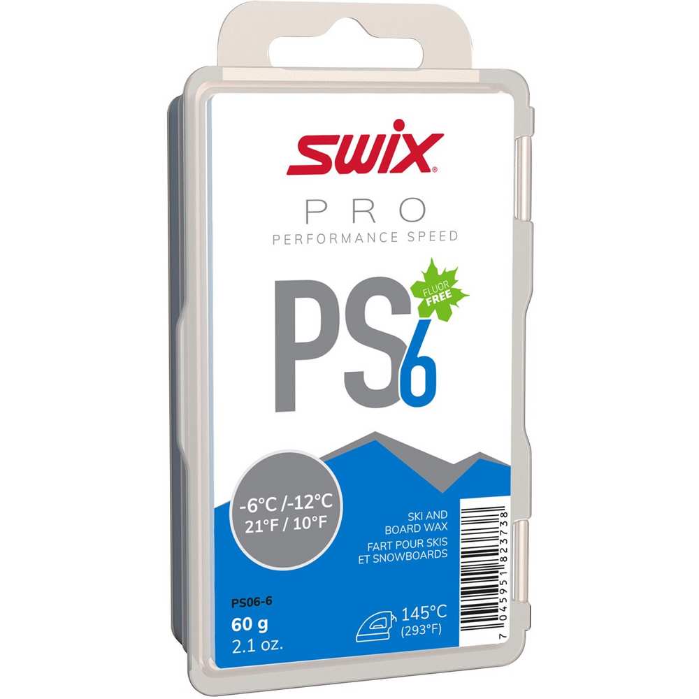 Мазь скольжения лыжная Парафин безфтористый Swix PS6 Blue -6C/-12C, 60 гр