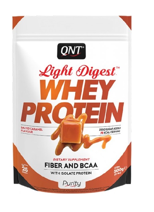 Протеин сывороточный (концентрат+изолят) Whey Light Digest QNT 500г (соленая карамель)