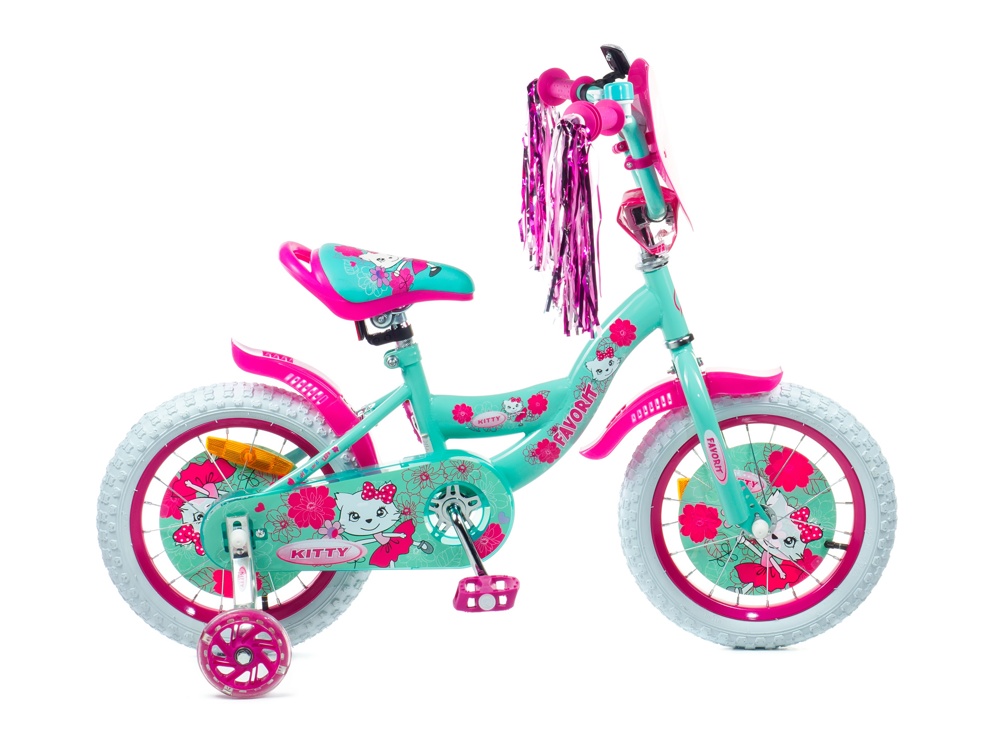 Детский велосипед Favorit Kitty 14 KIT-14GN розовый/бирюзовый