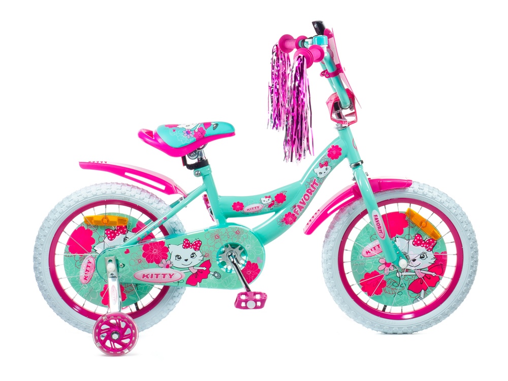 Детский велосипед Favorit Kitty 16 KIT-16GN розовый/бирюзовый
