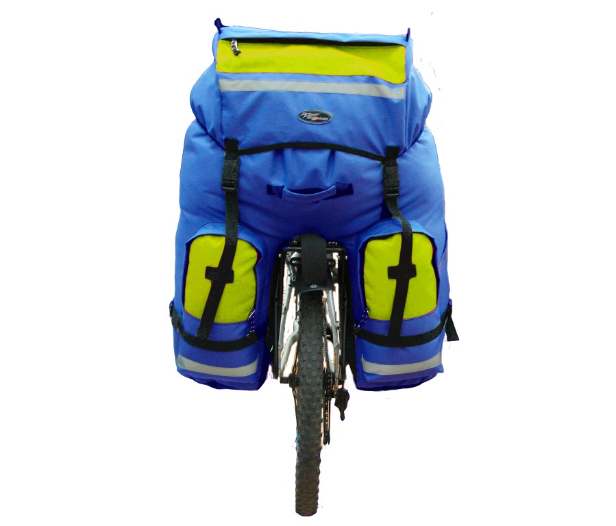 Велосумка на багажник Турлан Вояж-80 л синий/желтый - фото2