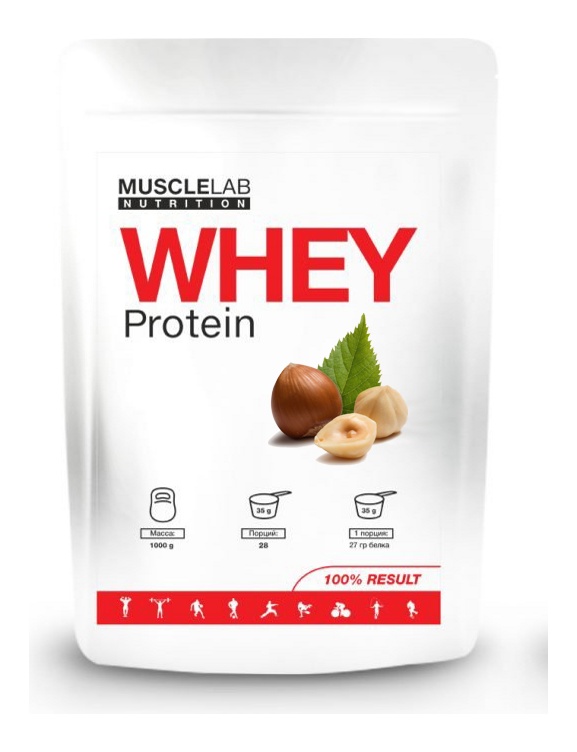 Протеин сывороточный (концентрат) WHEY Protein MuscleLab 1000г (сливочный фундук)