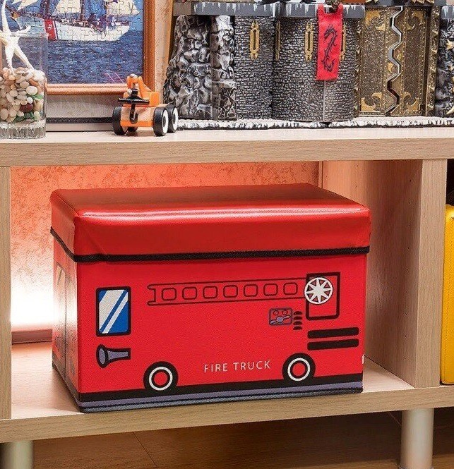 Ящик для хранения ФЕЯ ПОРЯДКА FK-102 Пожарная машина красный 40х25х25см