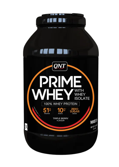 Протеин сывороточный (концентрат+изолят) Prime Whey QNT 908г (тройная ягода)