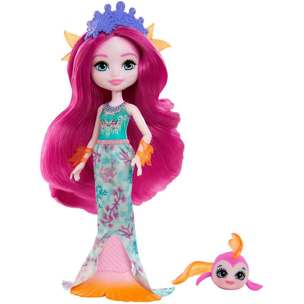 Кукла Маура Русалка с питомцем рыбкой Глайд 15см Enchantimals Mattel GYJ02 - фото