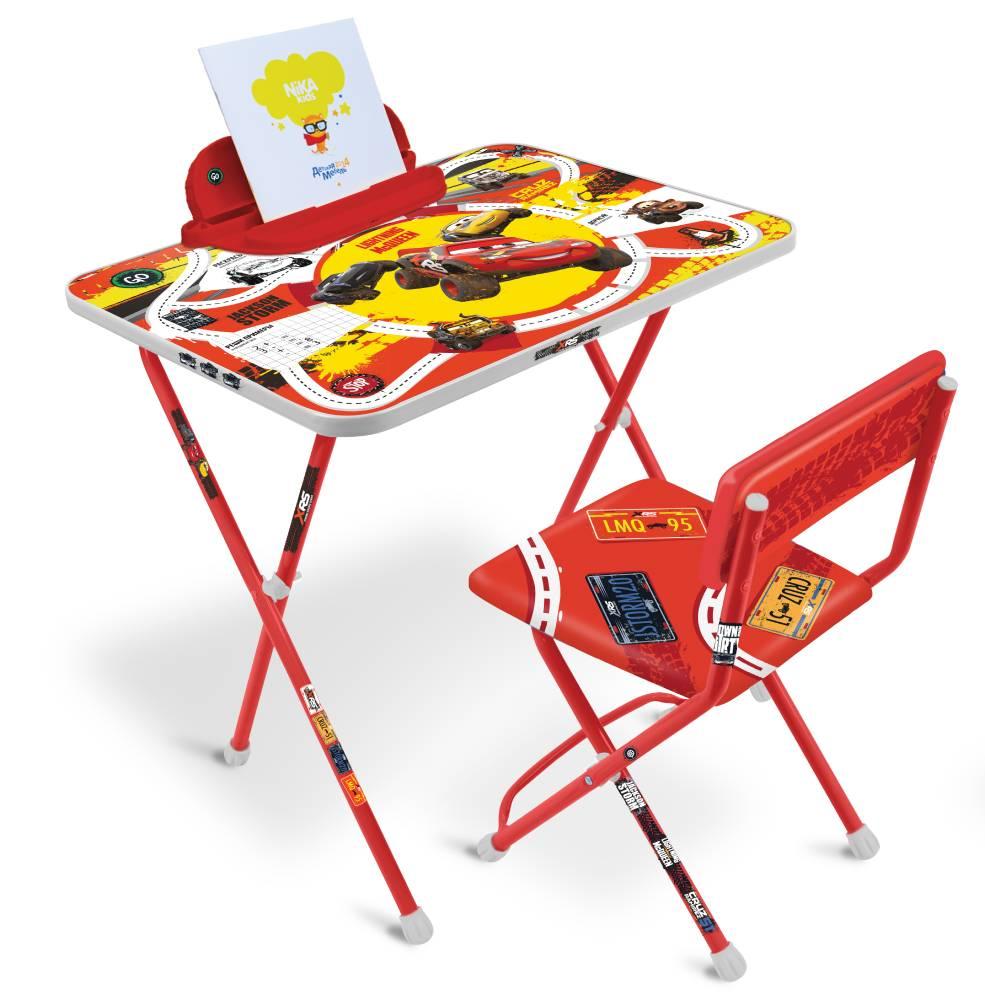 Комплект детской мебели складной НИКА Д2Т Тачки-2 (пенал, стол + мягкий стул с подножкой) - фото