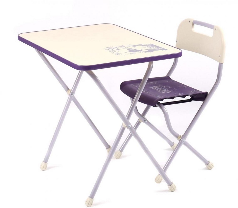 Комплект детской мебели складной НИКА КПР/3 Ретро сиреневый с бежевым (стол+стул) - фото