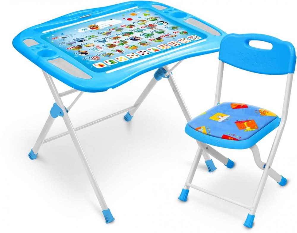 Комплект детской мебели складной НИКА NKP1/1 Азбука (пенал, стол с регулируемым наклоном и подножкой + мягкий стул с подножкой) - фото
