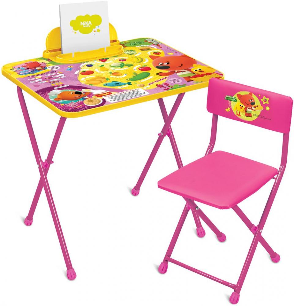 Комплект детской мебели складной НИКА ММ1/2 Ми-ми-мишки (стол с пеналом+мягкий стул с подножкой) - фото