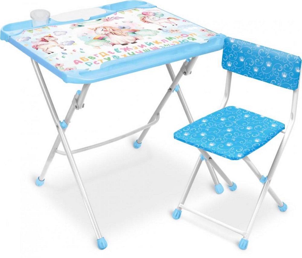 Комплект детской мебели складной НИКА КНД4-М/1 (регулируемый стол с подножкой и пеналами+стул с подножкой) - фото